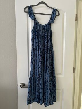 🌸 Blue Floral Tiered Maxi Dress with Ruffled Straps 🌸